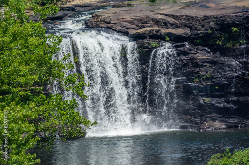 telephoto view of water flowing over Little River Falls in Little River Canyon National Preserve  Alabama  USA