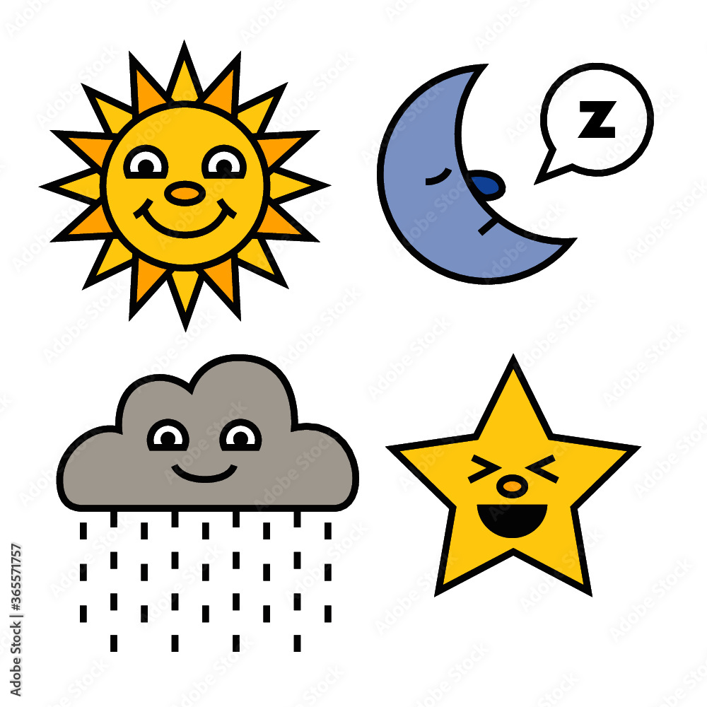 funny happy weather icons set