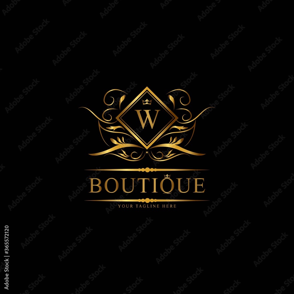 Fototapeta premium Vintage monograms W letter. Golden heraldic letter logos