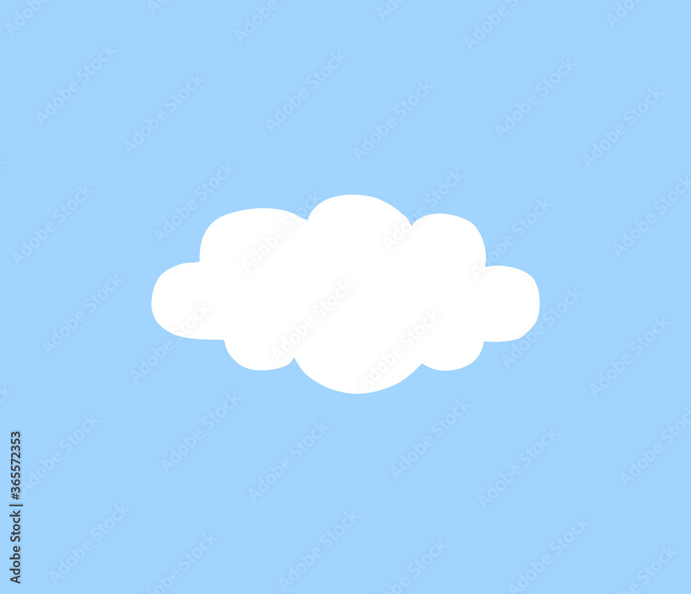 Vector hand drawn doodle sketch white cloud isolated on blue background
