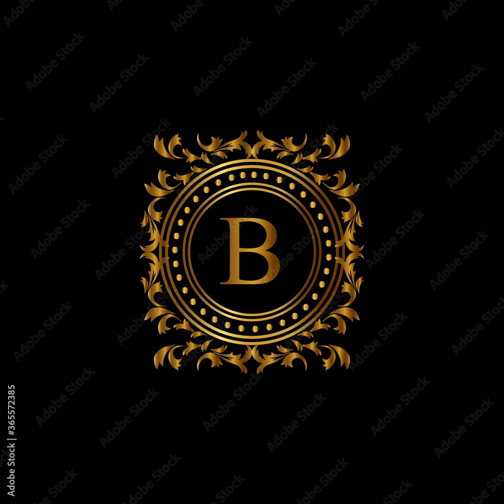 Vintage monograms B letter. Golden heraldic letter logos