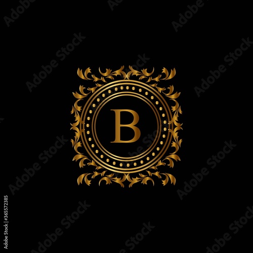 Vintage monograms B letter. Golden heraldic letter logos