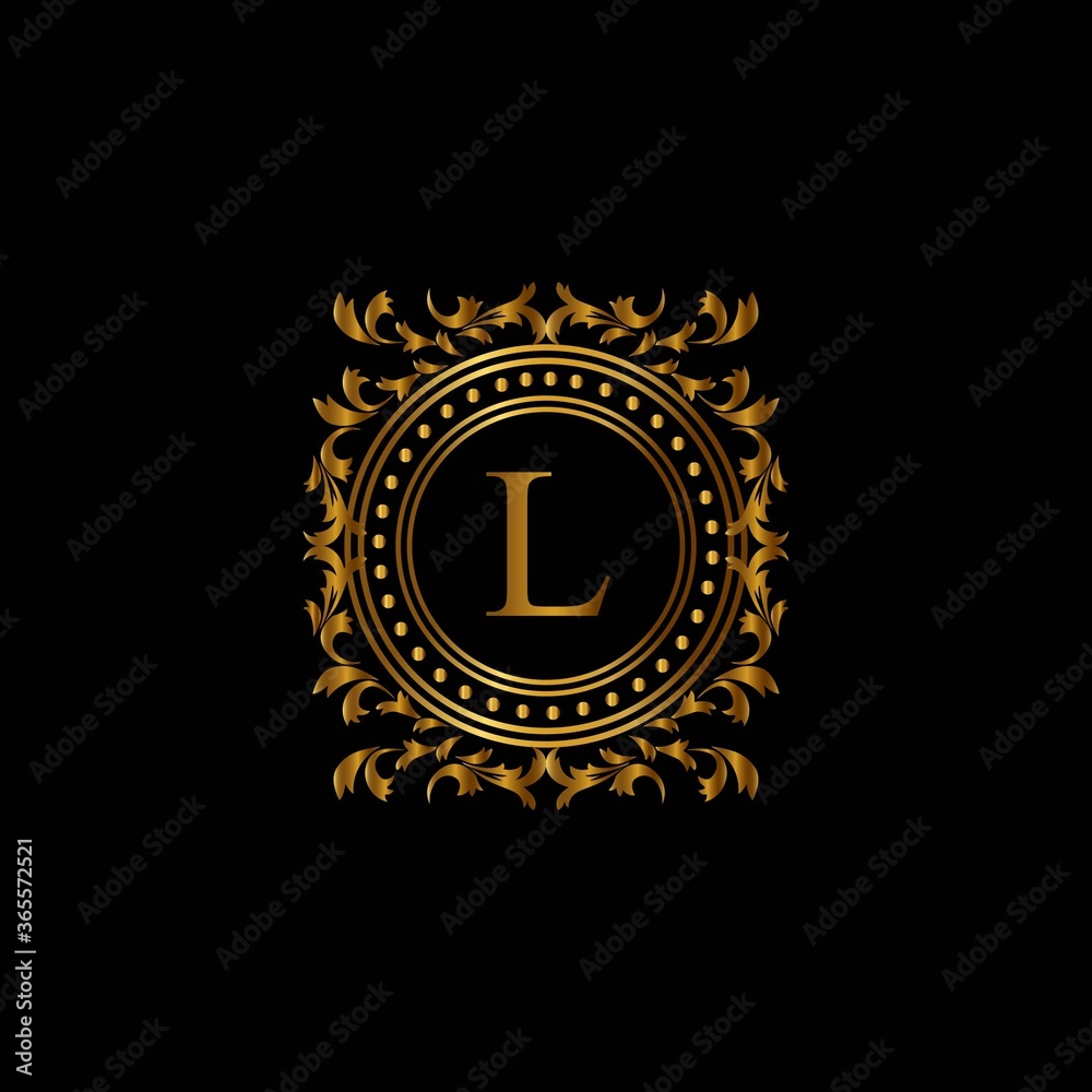 Fototapeta premium Vintage monograms L letter. Golden heraldic letter logos