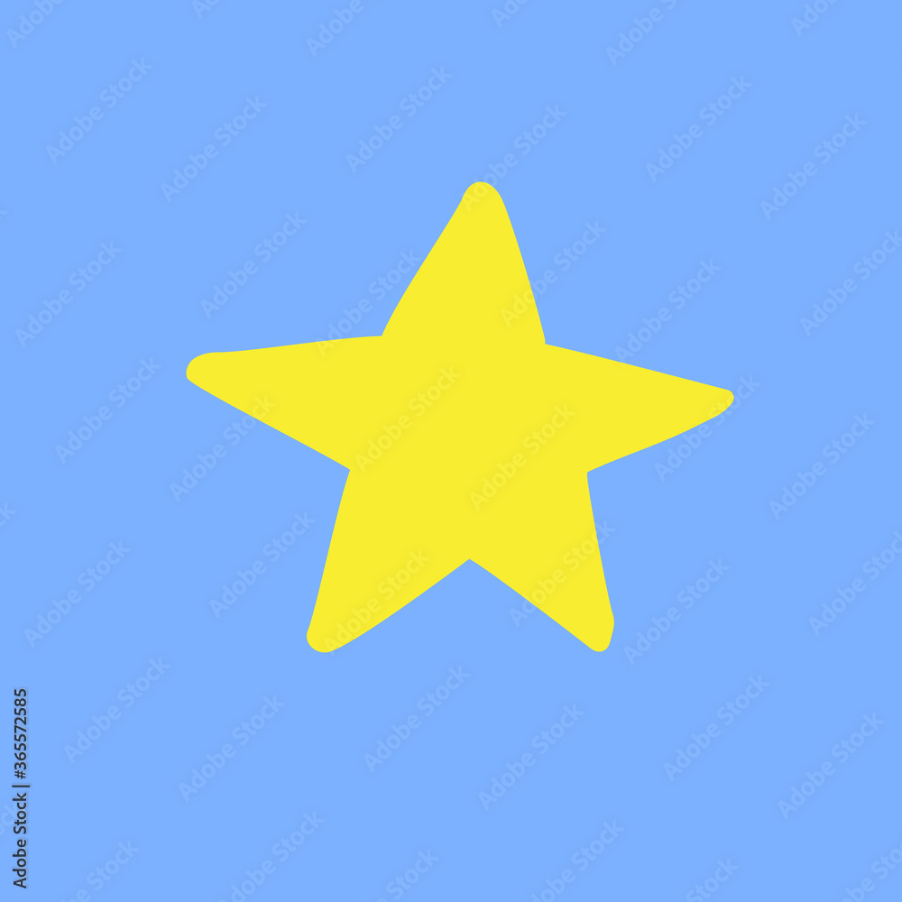 Obraz premium Vector hand drawn doodle sketch yellow star silhouette isolated on blue background