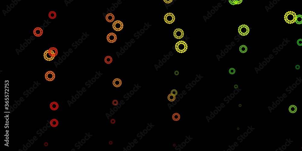 Dark green, yellow vector template with flu signs.