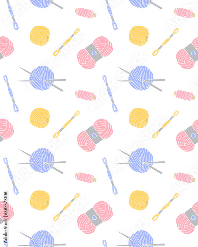 Vector seamless pattern of hand drawn doodle sketch threads isolated on white background
