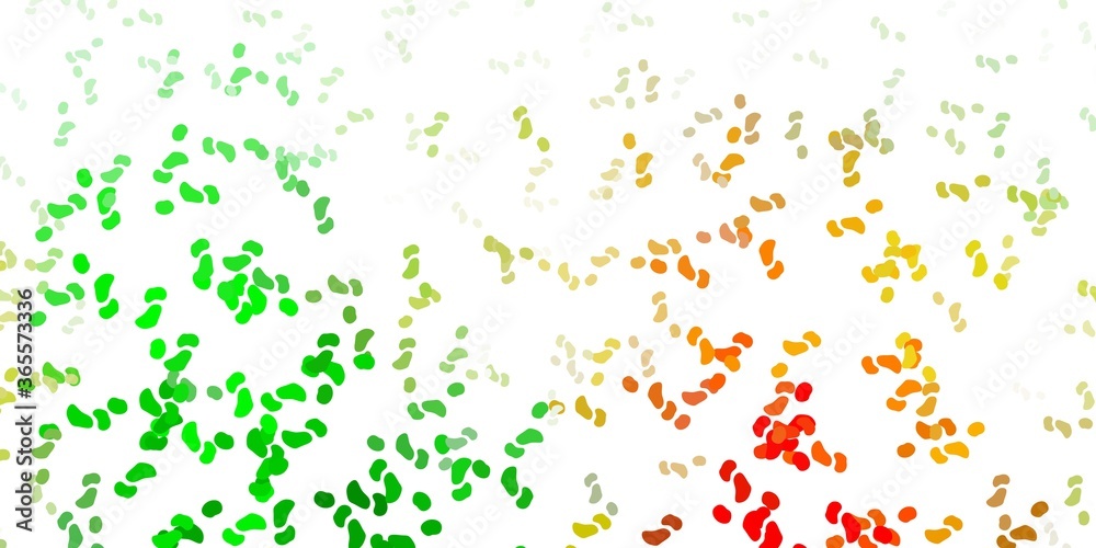 Light green, yellow vector backdrop with chaotic shapes.