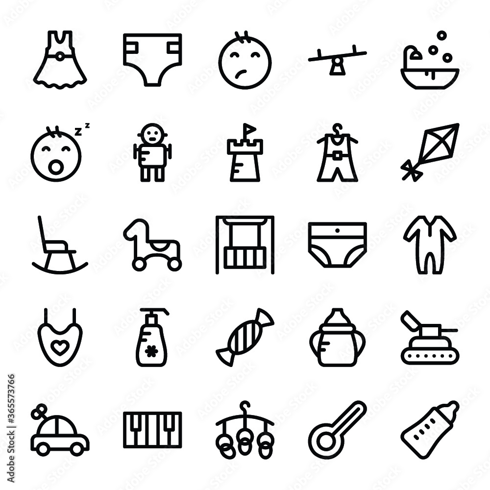Fototapeta premium Baby and Kids Vector Icons 4