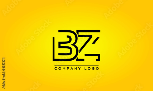 Unique, Modern, Elegant and Geometric Style Typography Alphabet BZ letters logo Icon