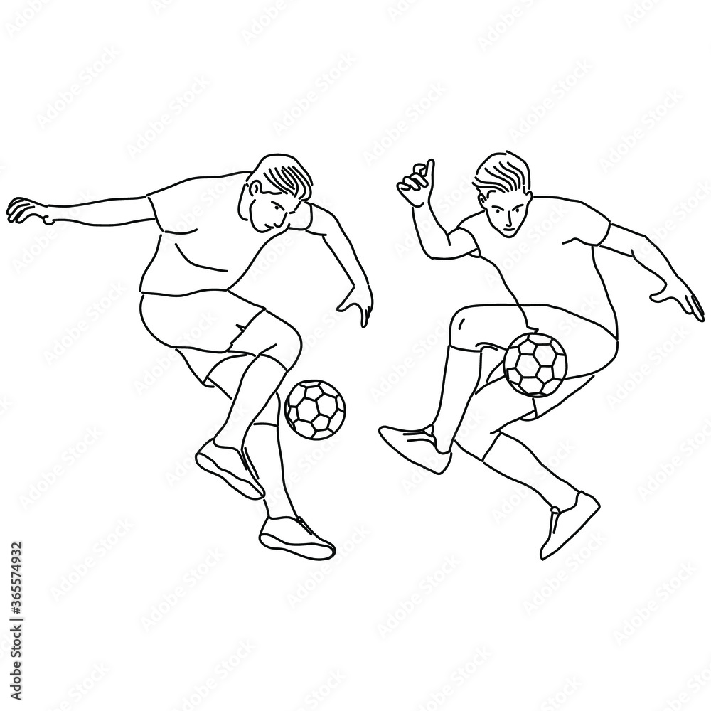Fototapeta premium Footballer Monoline Style Illustration