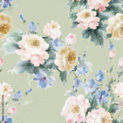 high-quality set of various watercolor flowers  © long