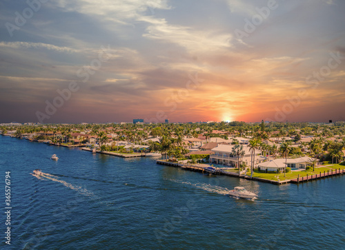 Boats Along the Intracoastal Waterway in Fort Lauderdale, Florida