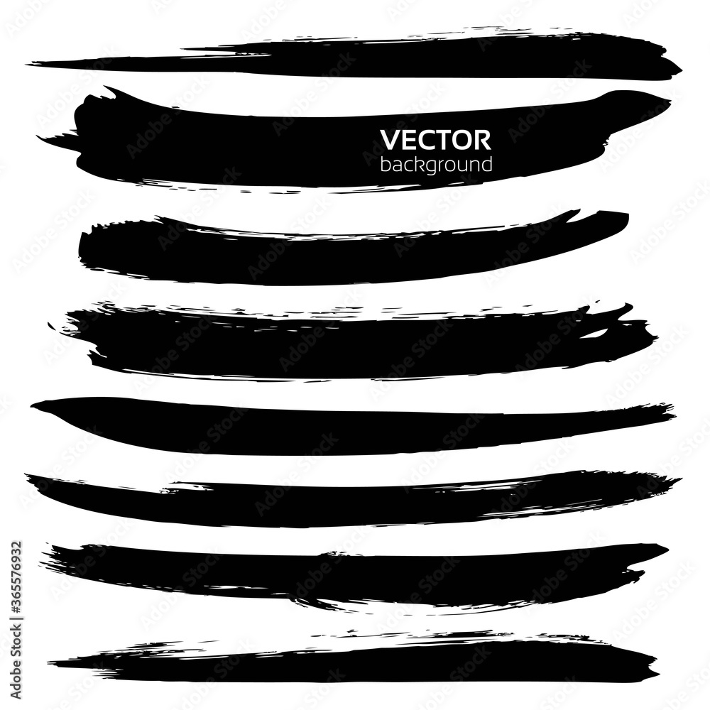 Set long black smear texture isolated on a white background Set long black smear texture isolated on a white background