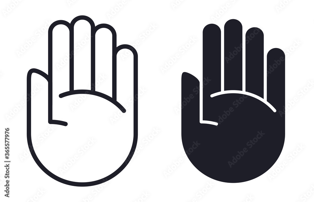 Hand palm stop vector icon symbols Hand palm stop vector icon symbols