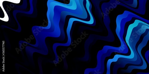 Dark BLUE vector template with curves. Abstract illustration with bandy gradient lines. Pattern for websites, landing pages.