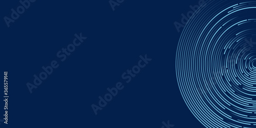 Blue background with UI HUD screen tech system innovation concept template. Vector illustration design. Abstract geometric vector background with texture from concentric circles