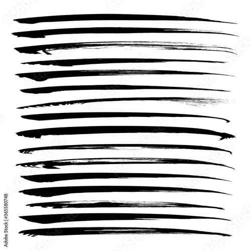 Wallpaper Mural Textured black long strokes set of dry paint isolated on white background Torontodigital.ca