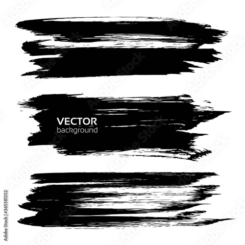 Thick long black smears textured isolated on a white background