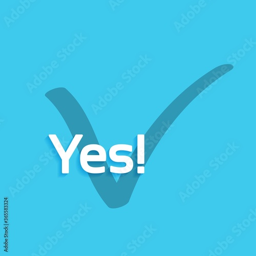 Yes, Vector sign on Blue Background