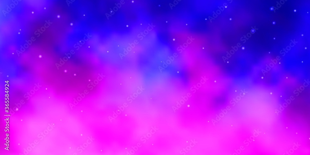 Light Purple, Pink vector background with small and big stars. Shining colorful illustration with small and big stars. Pattern for new year ad, booklets.