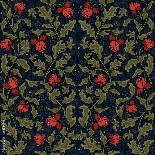 Vintage floral decorative pattern. Victorian-style.