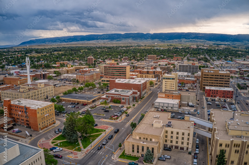 Obraz premium Aerial View of Casper, One of the largest Towns in Wyoming