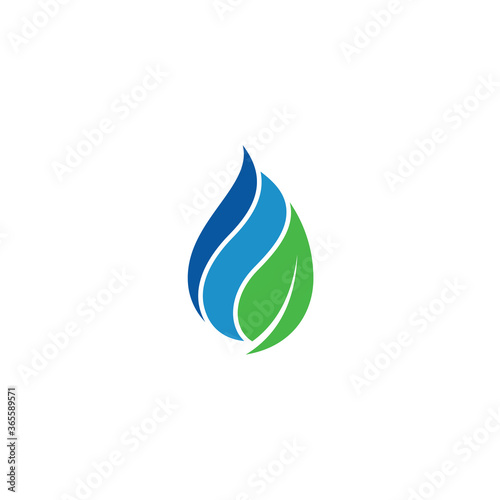 Logo template of water and leaf. Simple flat style. Vector logo template ready for use.