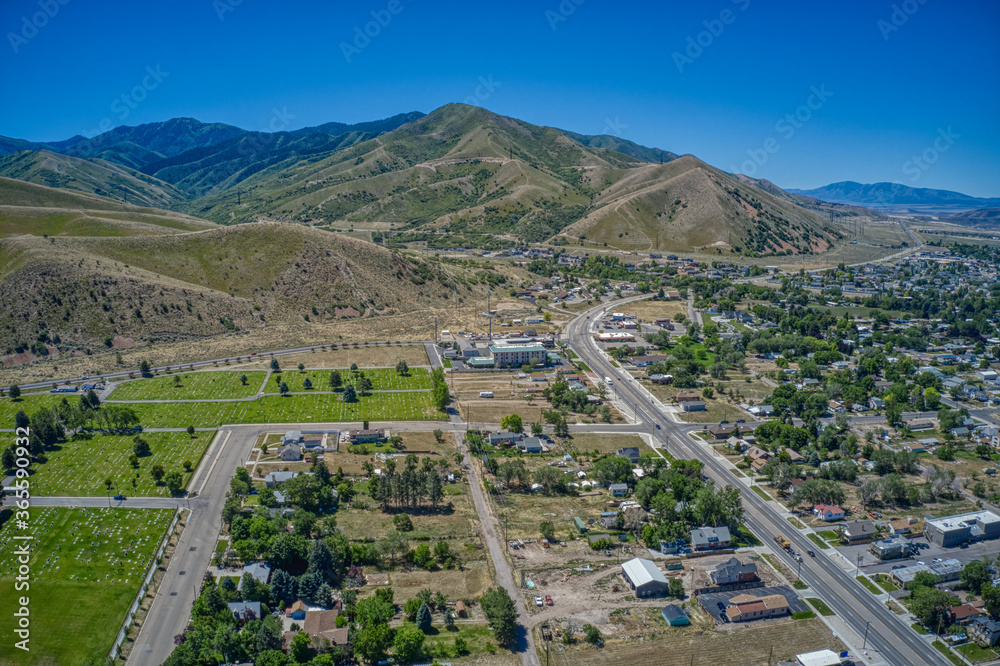Aerial View of the rural Utah Town of Toole