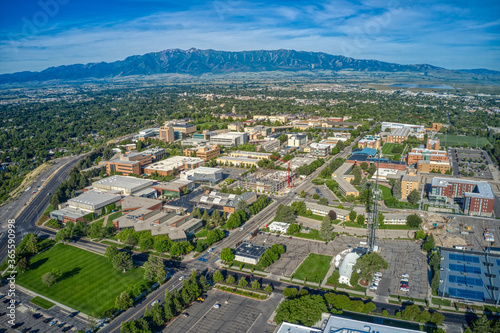 Aerial View of Utah State University in Logan