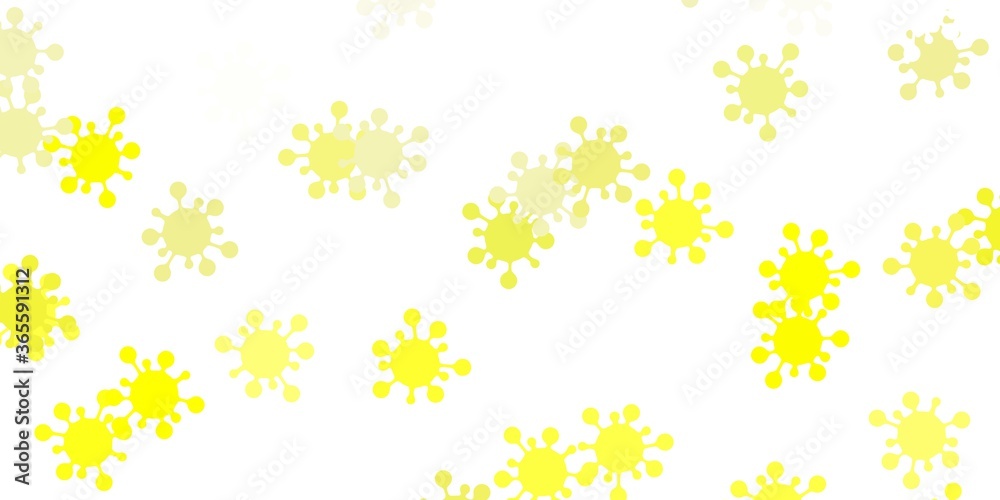 Light yellow vector background with covid-19 symbols. Light yellow vector background with covid-19 symbols.