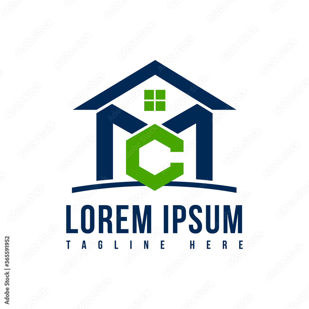 MC logo initial M & C graphic concept with house realty vector icons MC logo initial M & C graphic concept with house realty vector icons