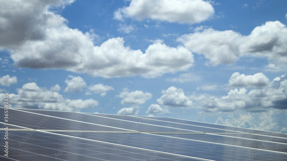 Fototapeta premium Renewable energy Solar panel and blue sky