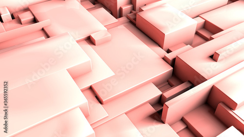 3D abstract image of rectangles background in pink toned