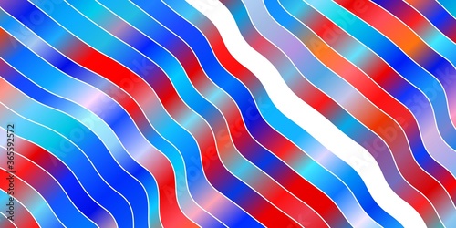 Light Blue, Red vector background with curves. Illustration in abstract style with gradient curved. Best design for your posters, banners.