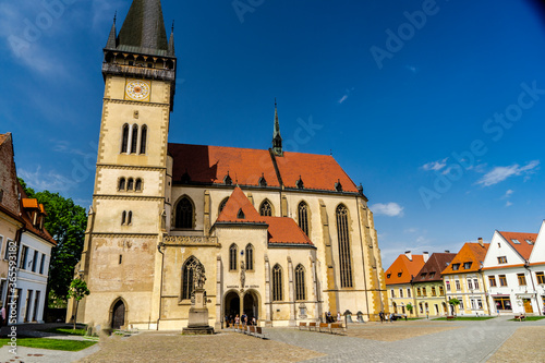 The church on the medieval square in Bardejov, Slovakia