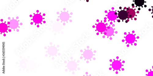 Light pink vector backdrop with virus symbols. © Guskova
