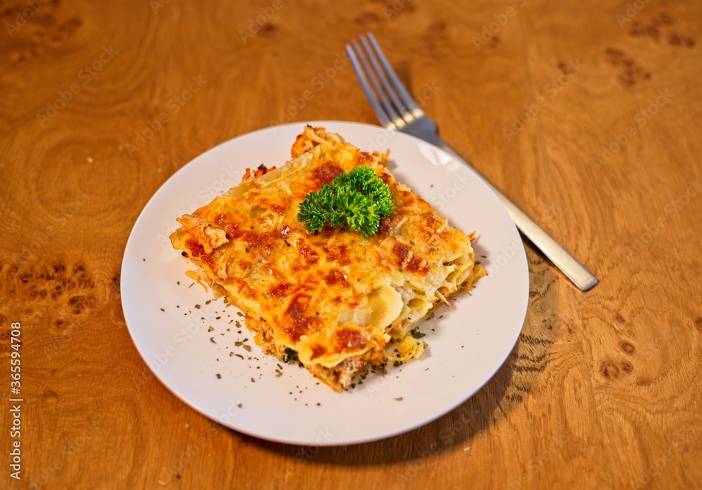 Homemade chicken and cheese Lasagna 