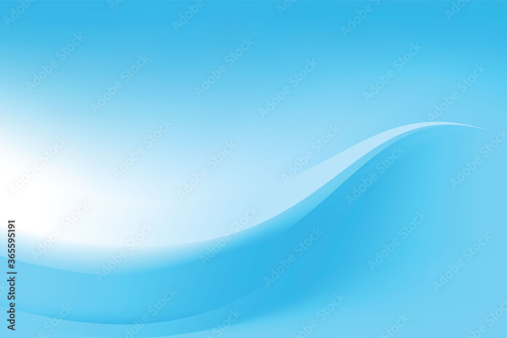Abstract Smooth Wavy Blue and White Background Design Template Vector, Blurry Blue and White Background with Copy Space for Text