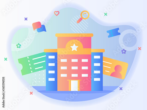 world class best hotel review with money and great investment real estate icon