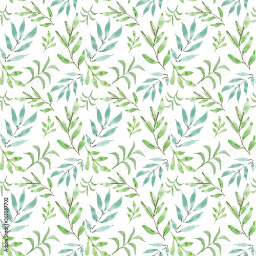 Summer watercolor seamless pattern leaves