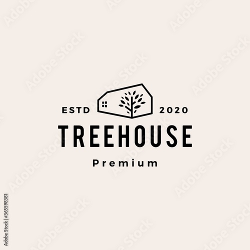 tree house hipster vintage logo vector icon illustration