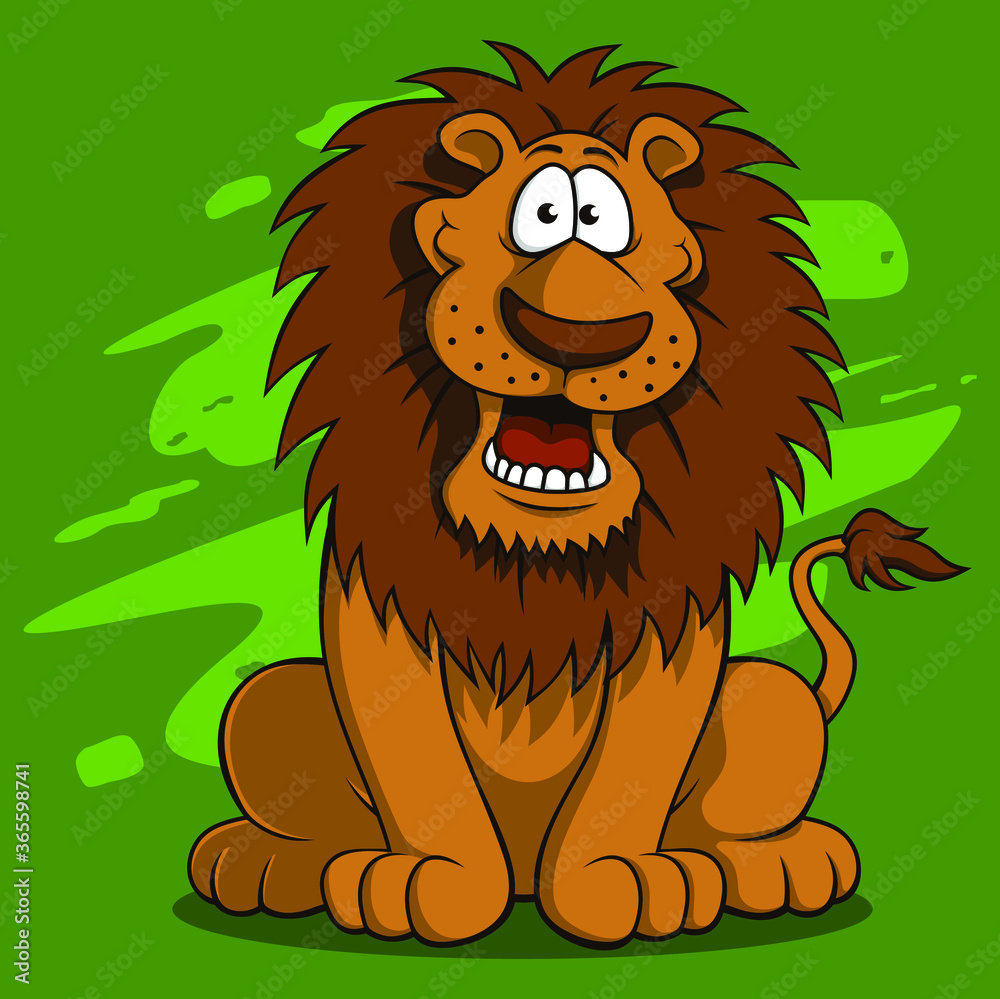 Funny lion with background illustration vector Funny lion with background illustration vector