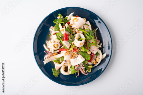 Thai Spicy Squid Salad in plate