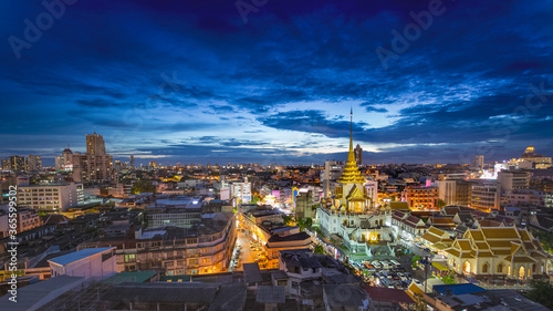Bangkok,THAILAND August 21 2017, Wat Traimite in the evening,Bangkok,THAILAND August 21 2017