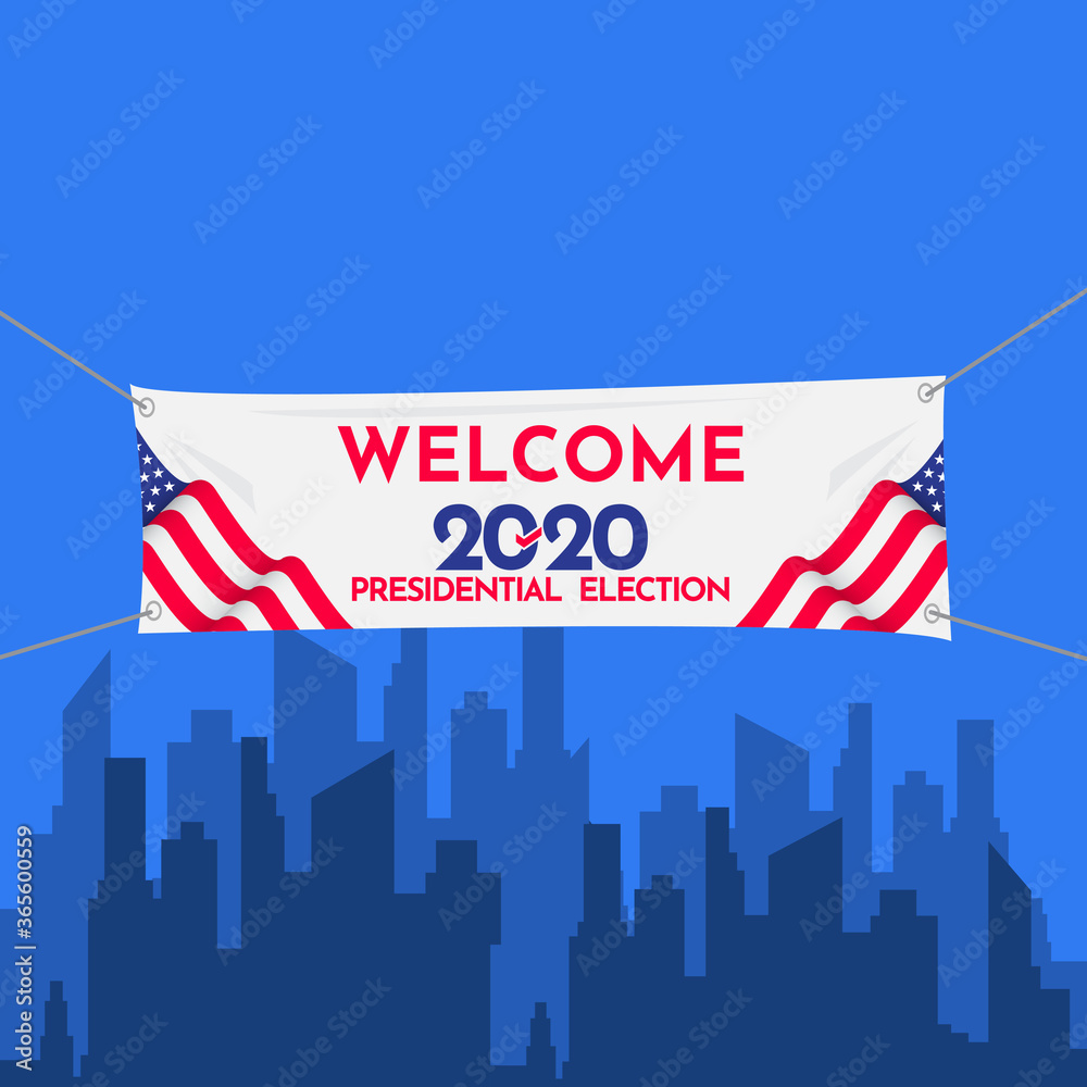Naklejka premium Welcome Banner Presidential Election 2020 United States Vector Template Design Illustration