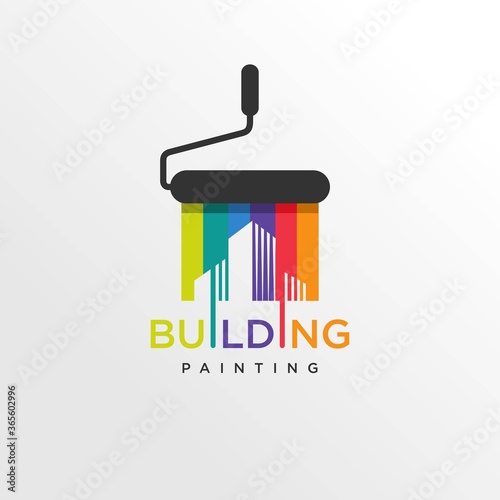 Cool building paint logo style, modern, paint, painting, construction, company, business, Premium Vector photo