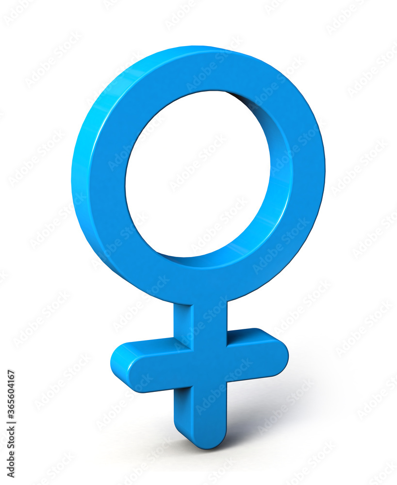 Blue Female symbol isolated on white background. 3d illustration. 3d woman symbol. Blue Female symbol isolated on white background. 3d illustration. 3d woman symbol.