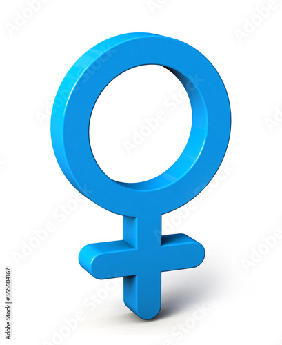 Blue Female symbol isolated on white background. 3d illustration. 3d woman symbol.