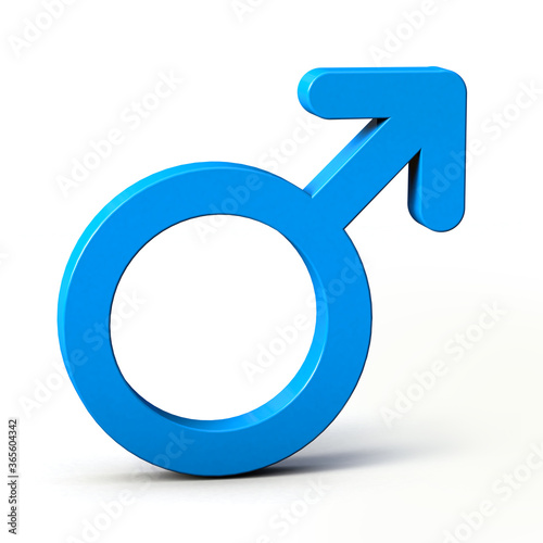 Blue Male symbol isolated on white background. 3d illustration. 3d man symbol.