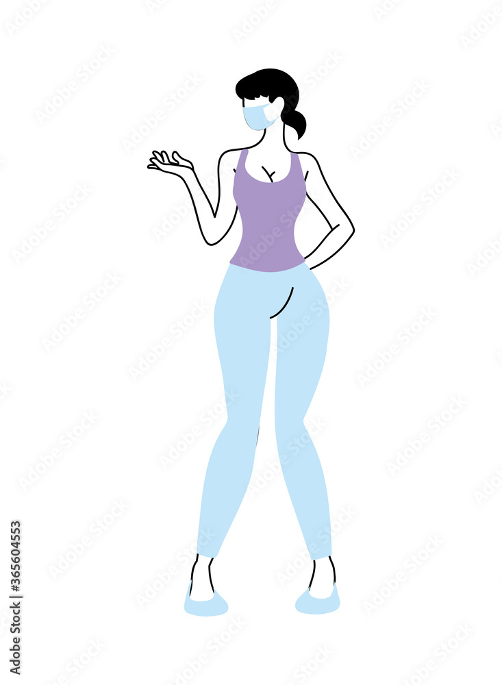 young woman with mask and casual clothes young woman with mask and casual clothes
